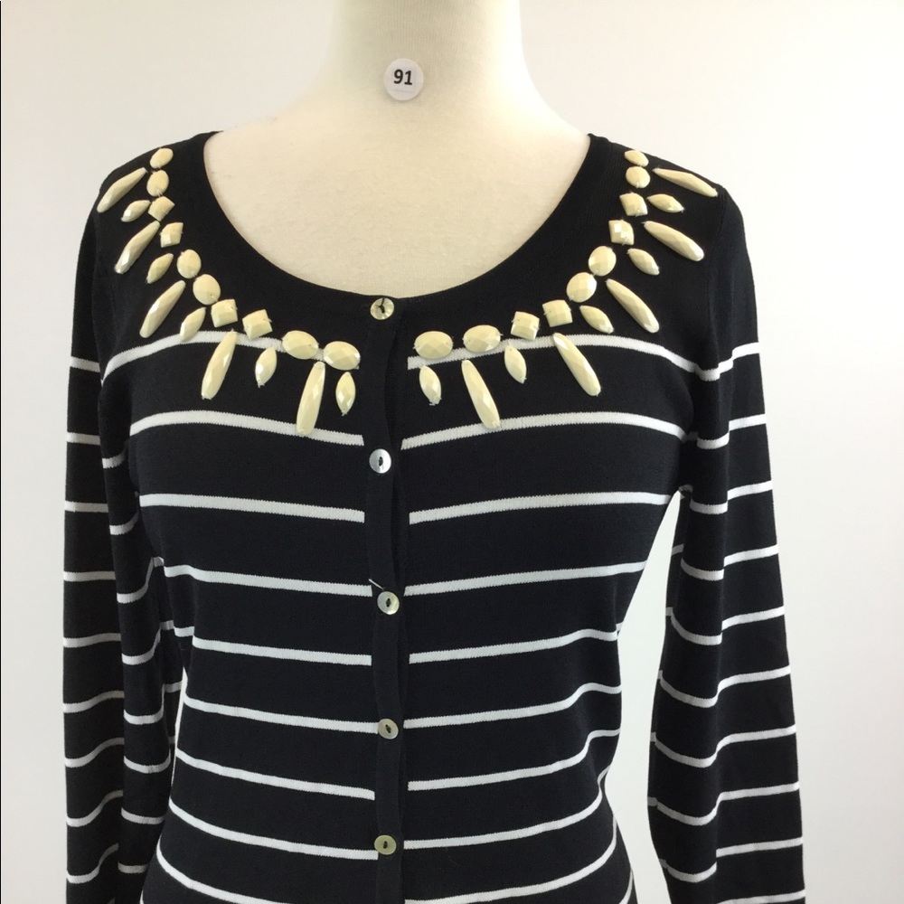 Joseph A Stripes Black Cardigan Size L